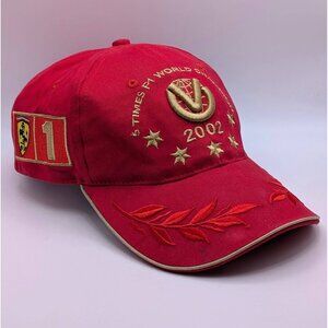 Michael Schumacher Ferrari 2002 VTG Cap Hat 5 Times F1 World Champion Red Strap